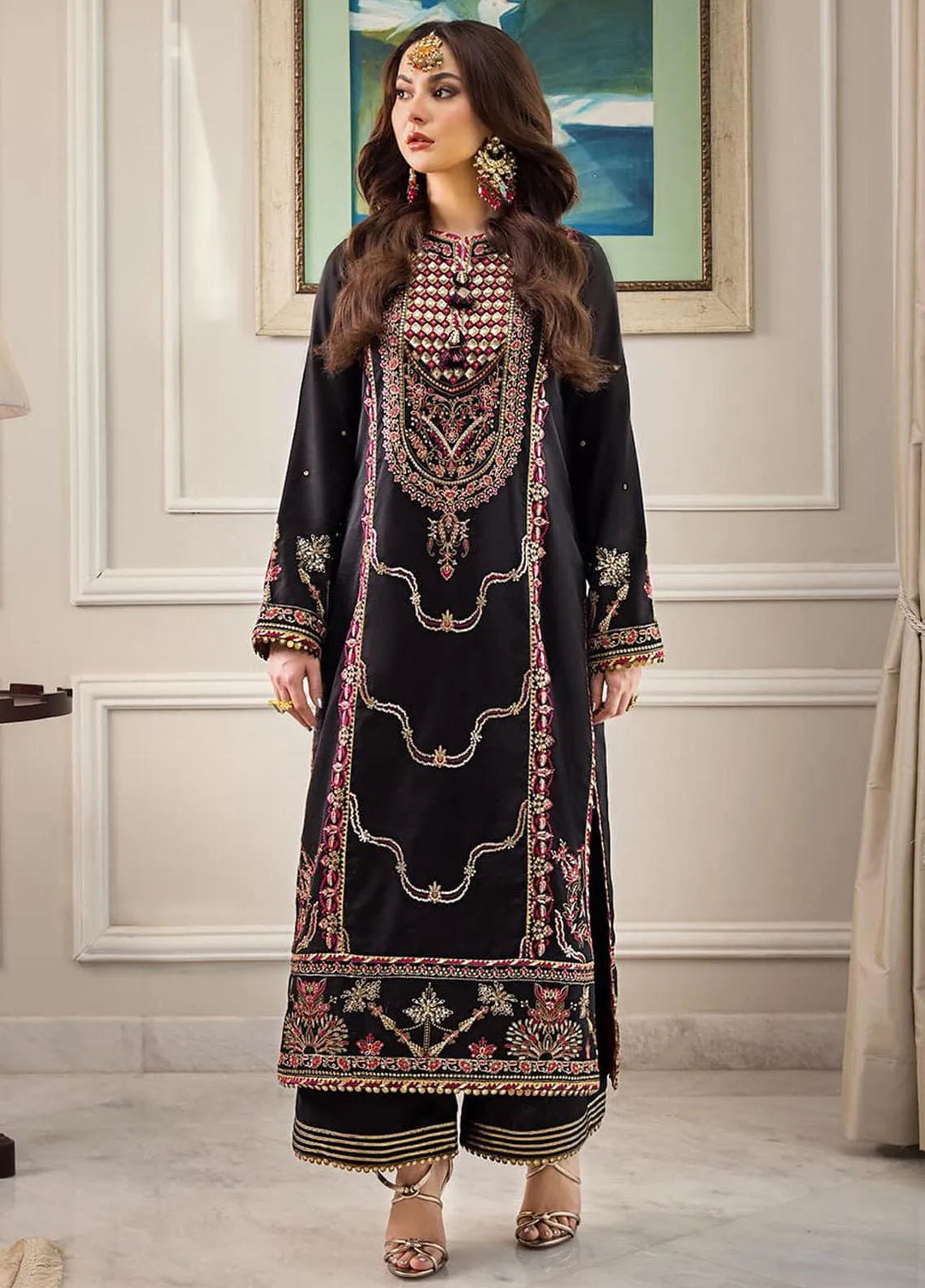 Zari Sitara By Asim Jofa Embroidered Cotton Kurti Unstitched AJ23ZS AJZS-25 - Luxury Eid Collection