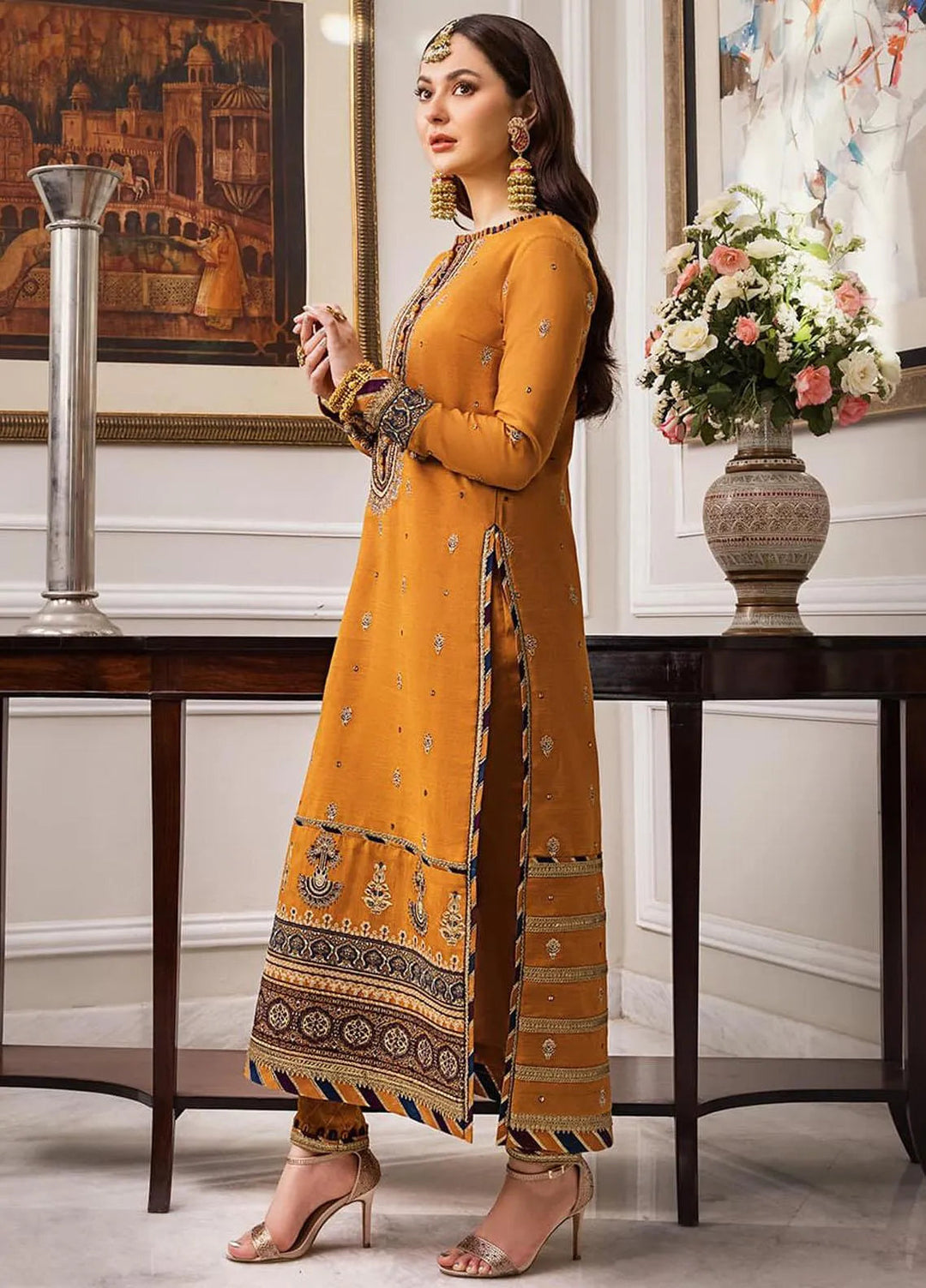 Zari Sitara By Asim Jofa Embroidered Cotton Unstitched Suit 2 Piece AJ23ZS AJZS-11 - Luxury Eid Collection