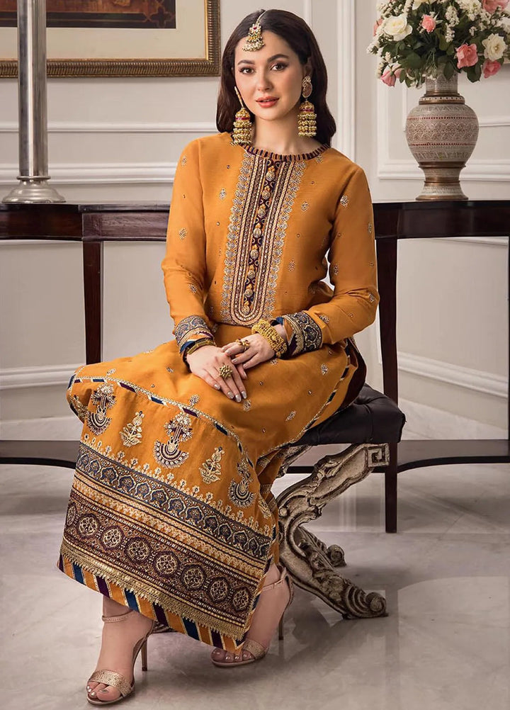 Zari Sitara By Asim Jofa Embroidered Cotton Unstitched Suit 2 Piece AJ23ZS AJZS-11 - Luxury Eid Collection