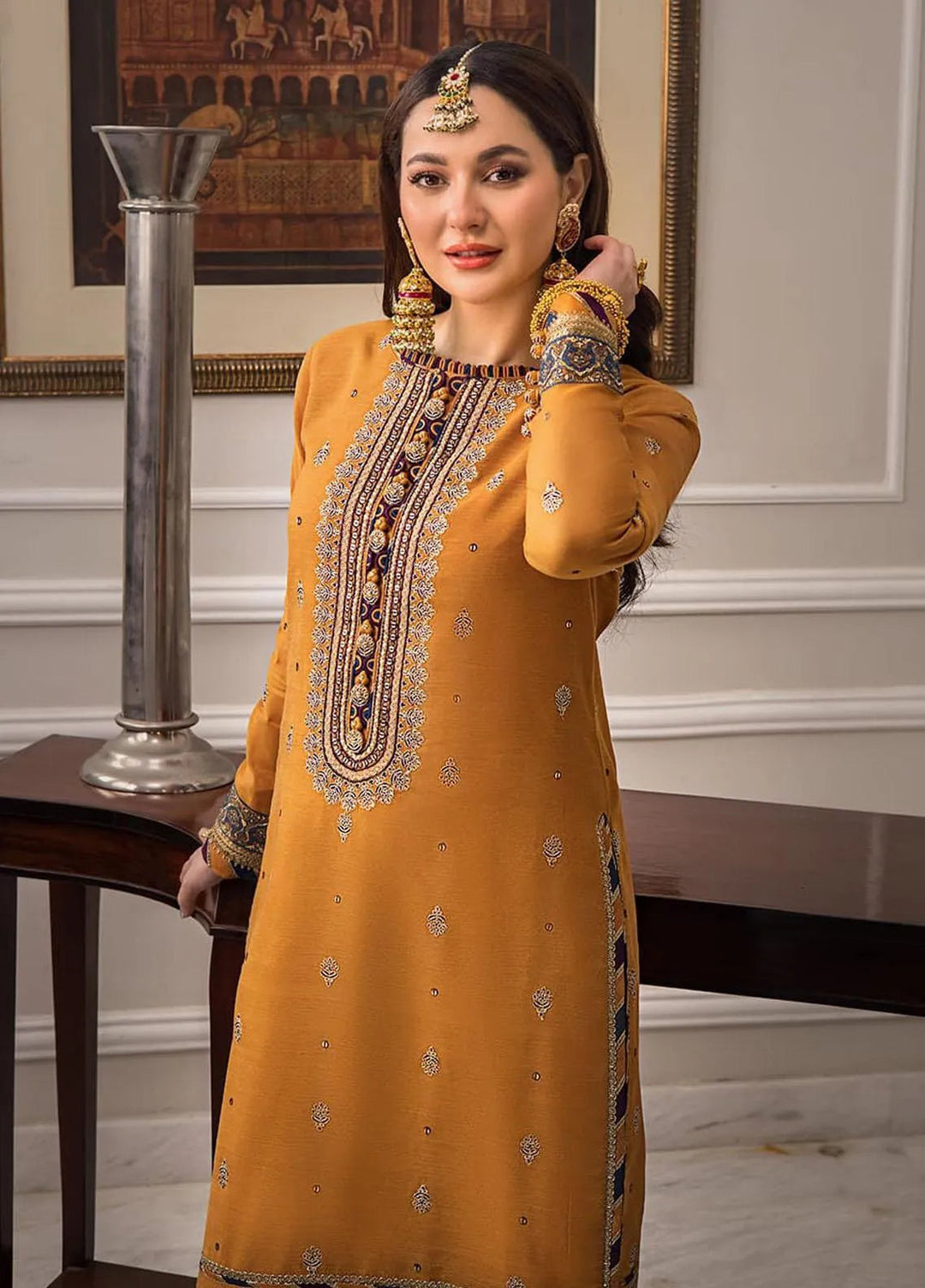 Zari Sitara By Asim Jofa Embroidered Cotton Unstitched Suit 2 Piece AJ23ZS AJZS-11 - Luxury Eid Collection