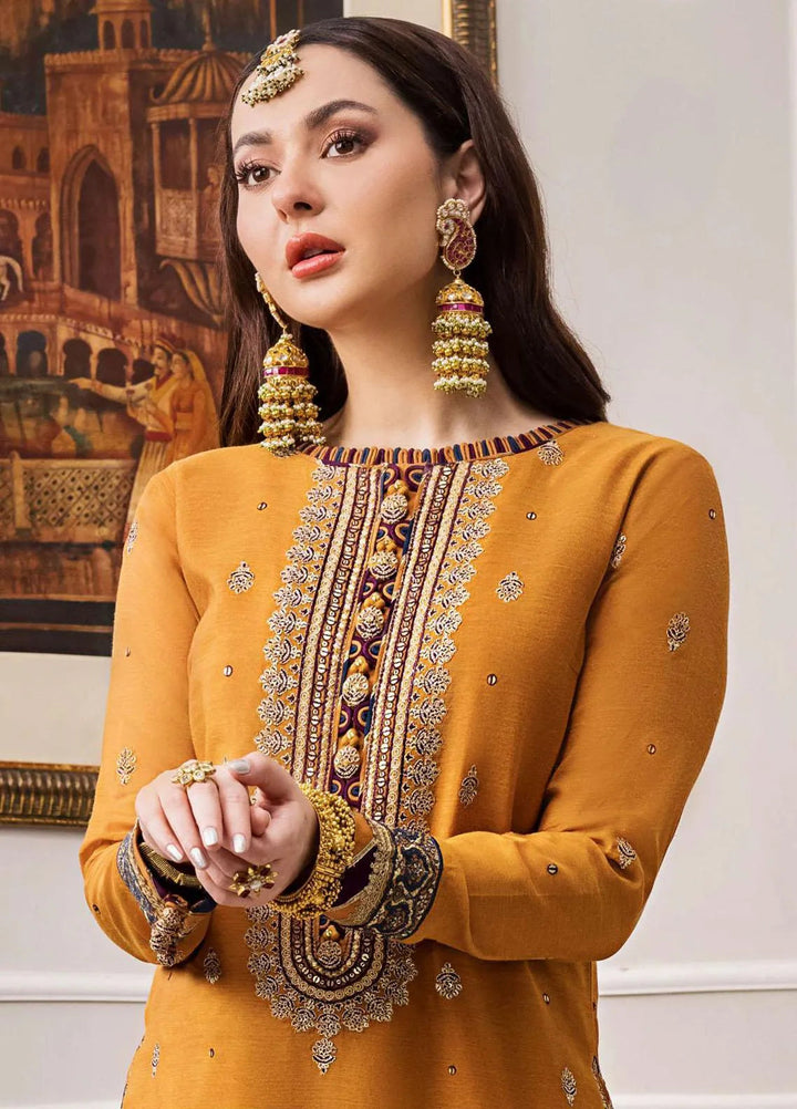 Zari Sitara By Asim Jofa Embroidered Cotton Unstitched Suit 2 Piece AJ23ZS AJZS-11 - Luxury Eid Collection