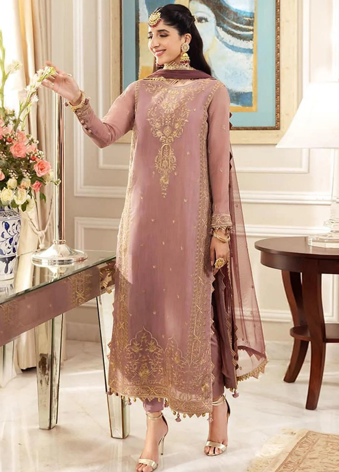 Zari Sitara By Asim Jofa Embroidered Cotton Unstitched Suit 2 Piece AJ23ZS AJZS-20 - Luxury Eid Collection