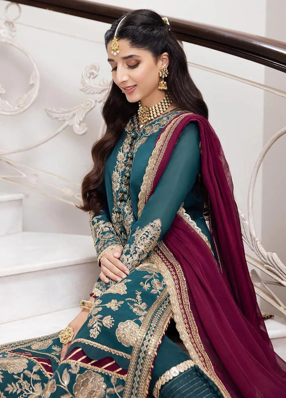 Zari Sitara By Asim Jofa Embroidered Cotton Unstitched Suit 2 Piece AJ23ZS AJZS-27 - Luxury Eid Collection