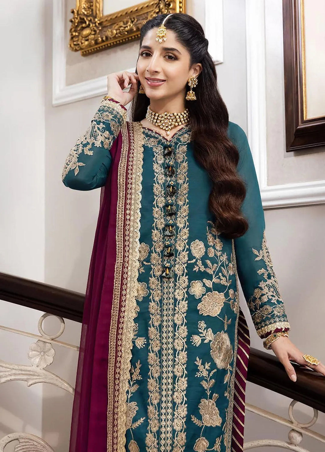 Zari Sitara By Asim Jofa Embroidered Cotton Unstitched Suit 2 Piece AJ23ZS AJZS-27 - Luxury Eid Collection
