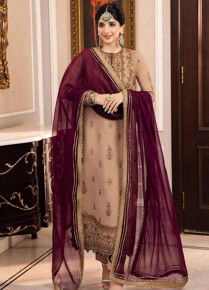 Zari Sitara By Asim Jofa Embroidered Cotton Unstitched Suit 3 Piece AJ23ZS AJZS-12 - Luxury Eid Collection