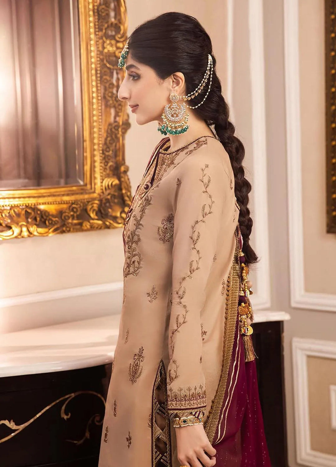 Zari Sitara By Asim Jofa Embroidered Cotton Unstitched Suit 3 Piece AJ23ZS AJZS-12 - Luxury Eid Collection