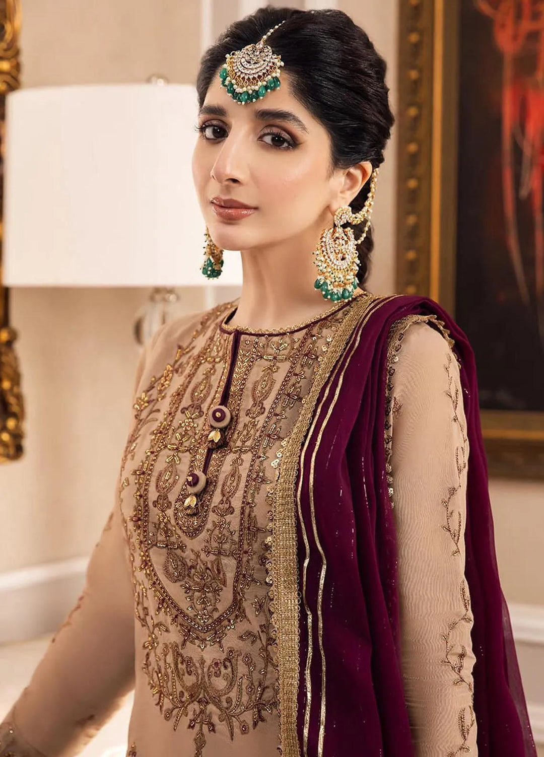 Zari Sitara By Asim Jofa Embroidered Cotton Unstitched Suit 3 Piece AJ23ZS AJZS-12 - Luxury Eid Collection