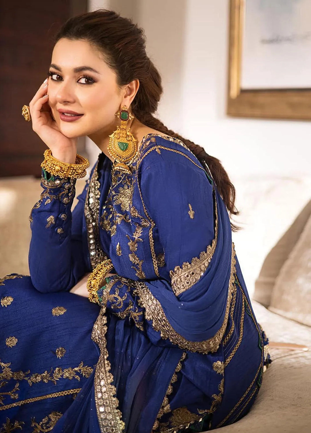 Zari Sitara By Asim Jofa Embroidered Cotton Unstitched Suit 3 Piece AJ23ZS AJZS-18 - Luxury Eid Collection