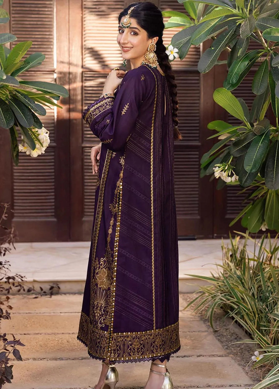Zari Sitara By Asim Jofa Embroidered Raw Silk Kurti Unstitched AJ23ZS AJZS-13 - Luxury Eid Collection