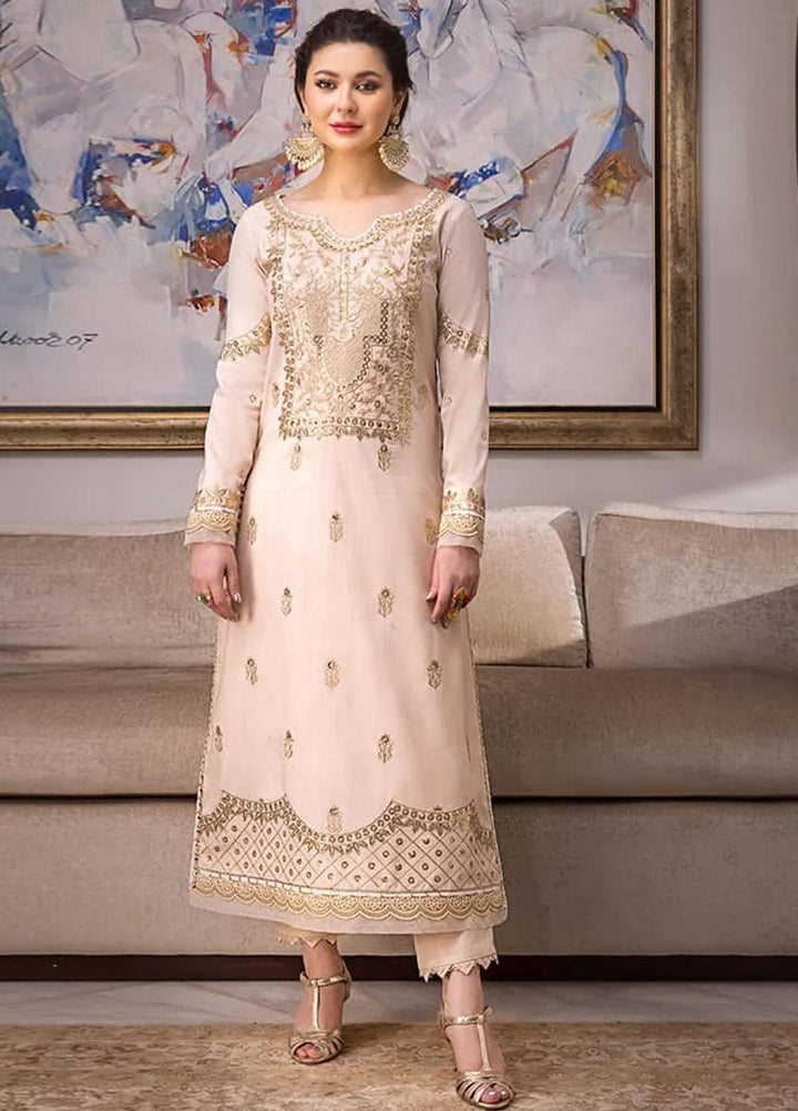 Zari Sitara By Asim Jofa Embroidered Raw Silk Kurti Unstitched AJ23ZS AJZS-15 - Luxury Eid Collection
