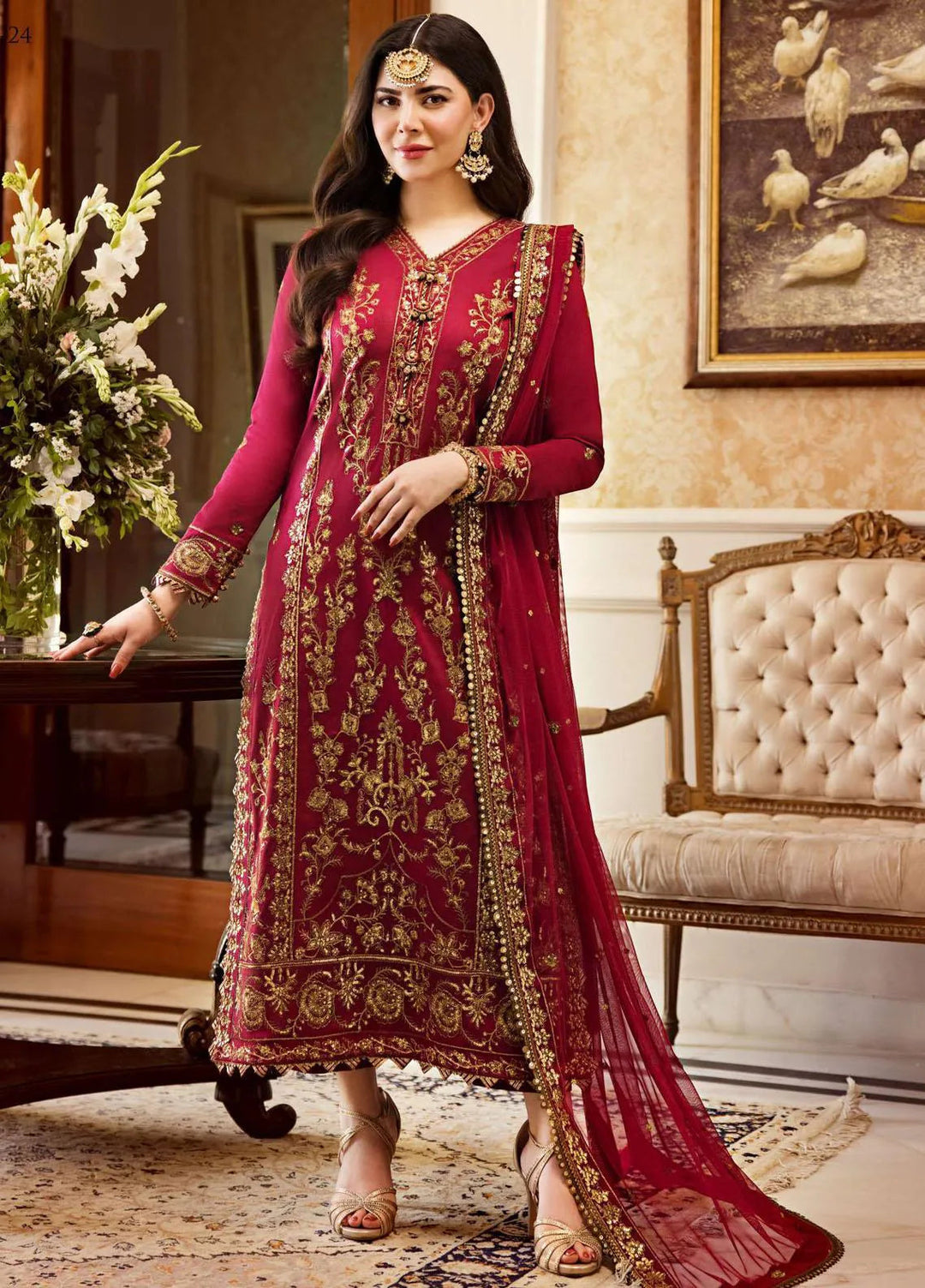 Zari Sitara By Asim Jofa Embroidered Silk Unstitched Suit 3 Piece AJ23ZS AJZS-24 - Luxury Eid Collection