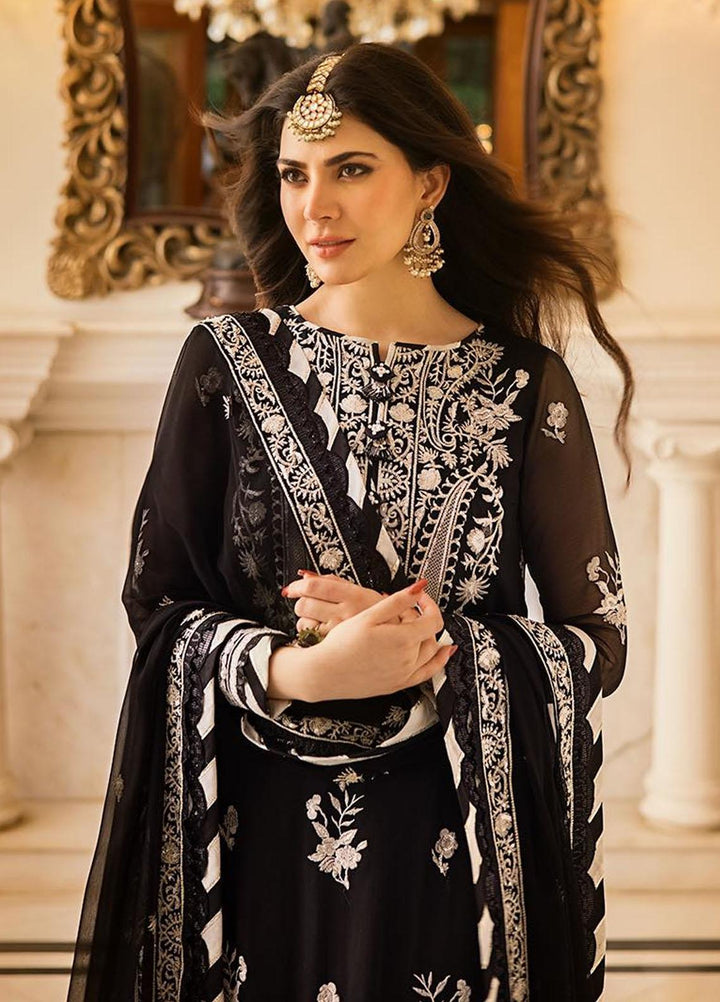 Zari Sitara By Asim Jofa Embroidered Chiffon Suits Unstitched 3 Piece AJ23ZS AJZS-02 - Luxury Eid Collection