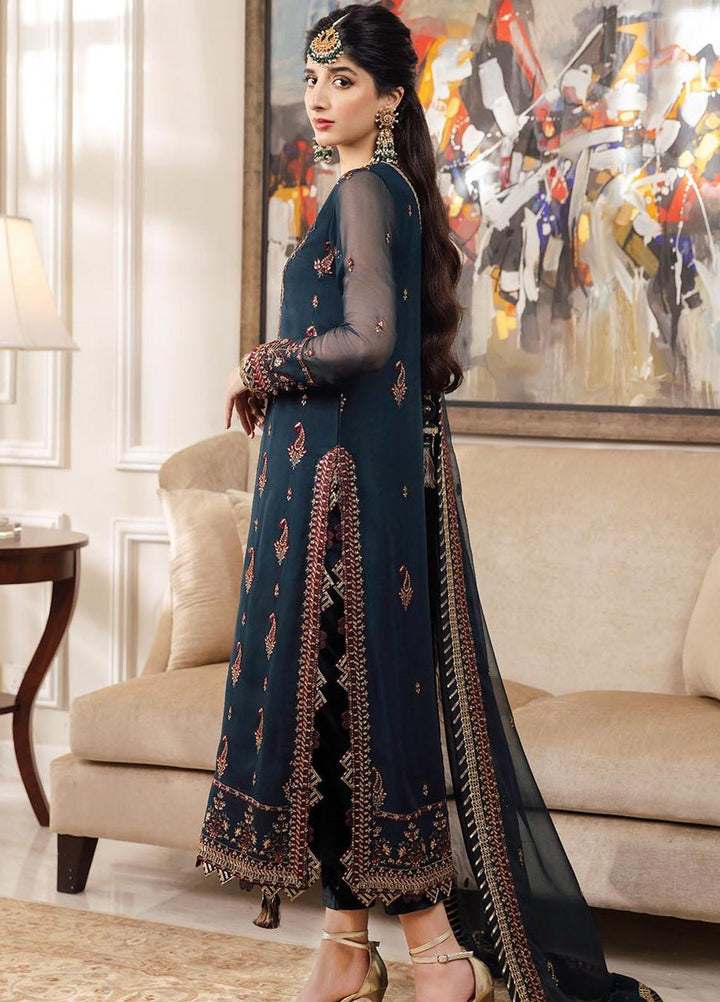 Zari Sitara By Asim Jofa Embroidered Chiffon Suits Unstitched 3 Piece AJ23ZS AJZS-03 - Luxury Eid Collection