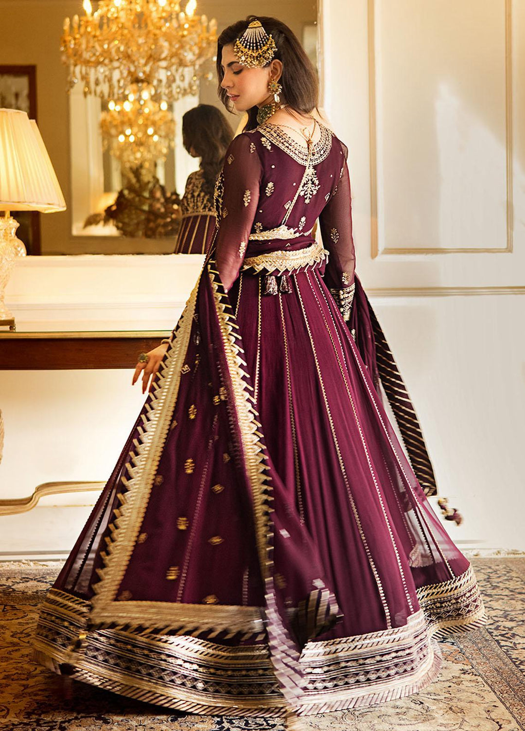 Zari Sitara By Asim Jofa Embroidered Chiffon Suits Unstitched 2 Piece AJ23ZS AJZS-05 - Luxury Eid Collection