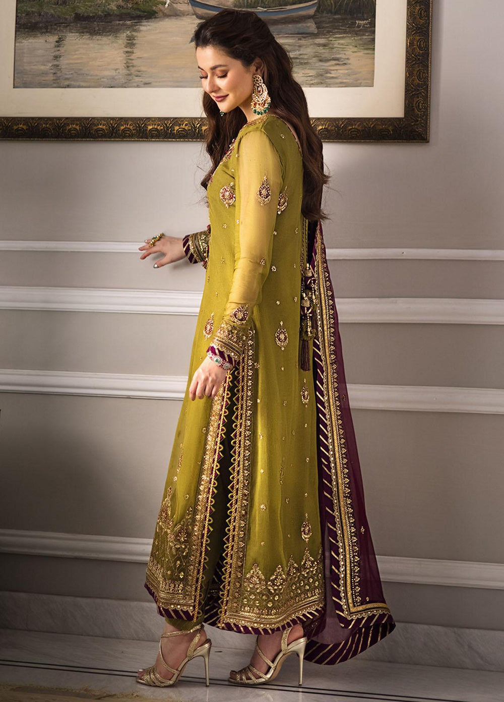 Zari Sitara By Asim Jofa Embroidered Chiffon Suits Unstitched 3 Piece AJ23ZS AJZS-06 - Luxury Eid Collection