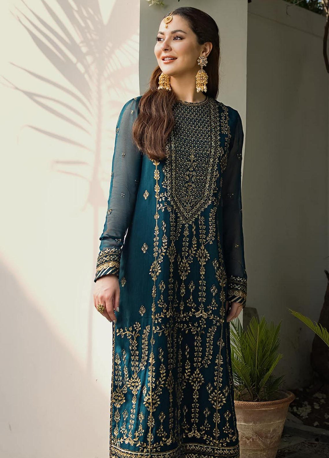 Zari Sitara By Asim Jofa Embroidered Chiffon  Unstitched Kurties AJ23ZS AJZS-08 - Luxury Eid Collection