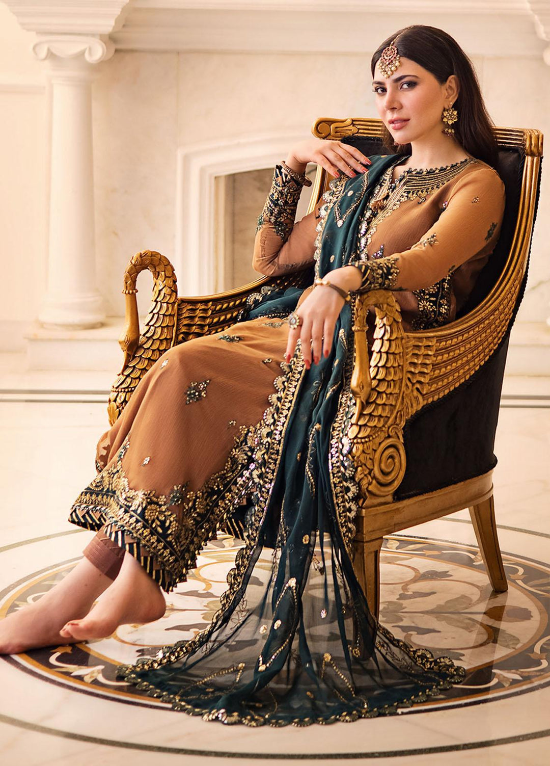 Zari Sitara By Asim Jofa Embroidered Chiffon Suits Unstitched 3 Piece AJ23ZS AJZS-09 - Luxury Eid Collection