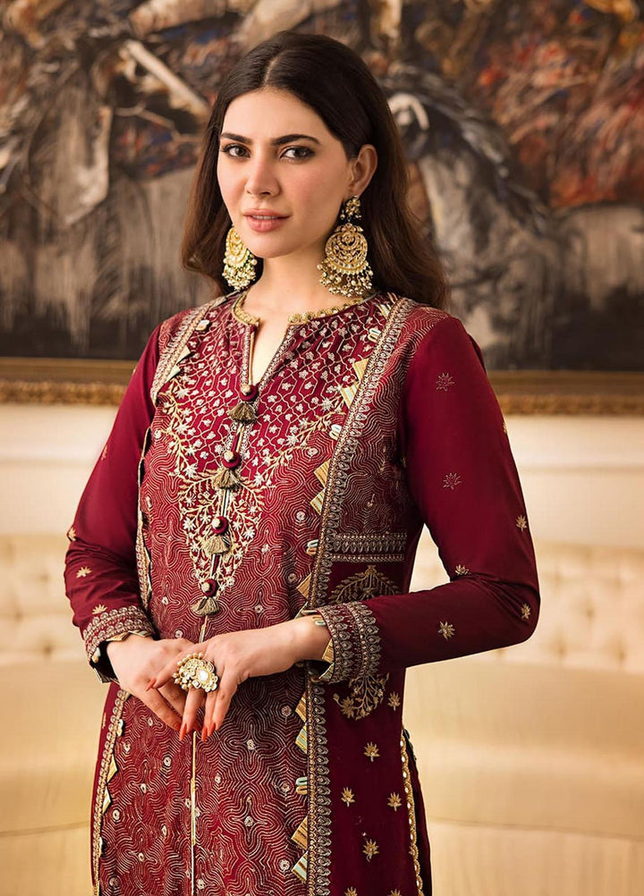 Zari Sitara By Asim Jofa Embroidered Cotton Suits Unstitched 2 Piece AJ23ZS AJZS-10 - Luxury Eid Collection