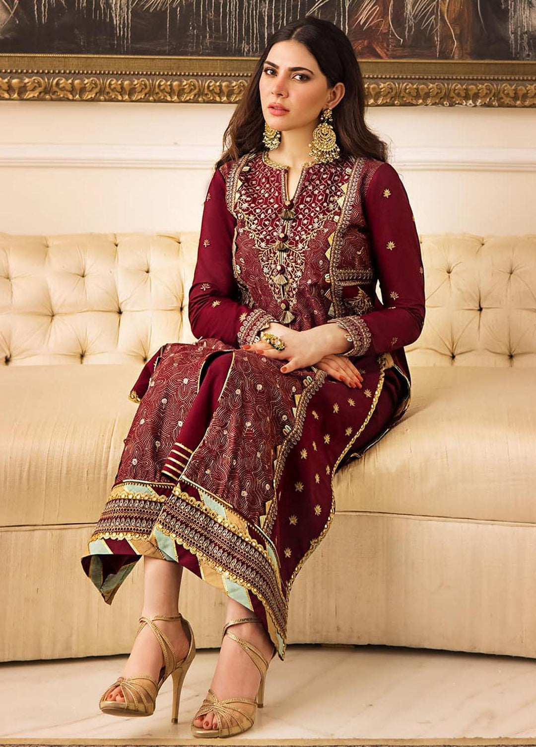 Zari Sitara By Asim Jofa Embroidered Cotton Suits Unstitched 2 Piece AJ23ZS AJZS-10 - Luxury Eid Collection