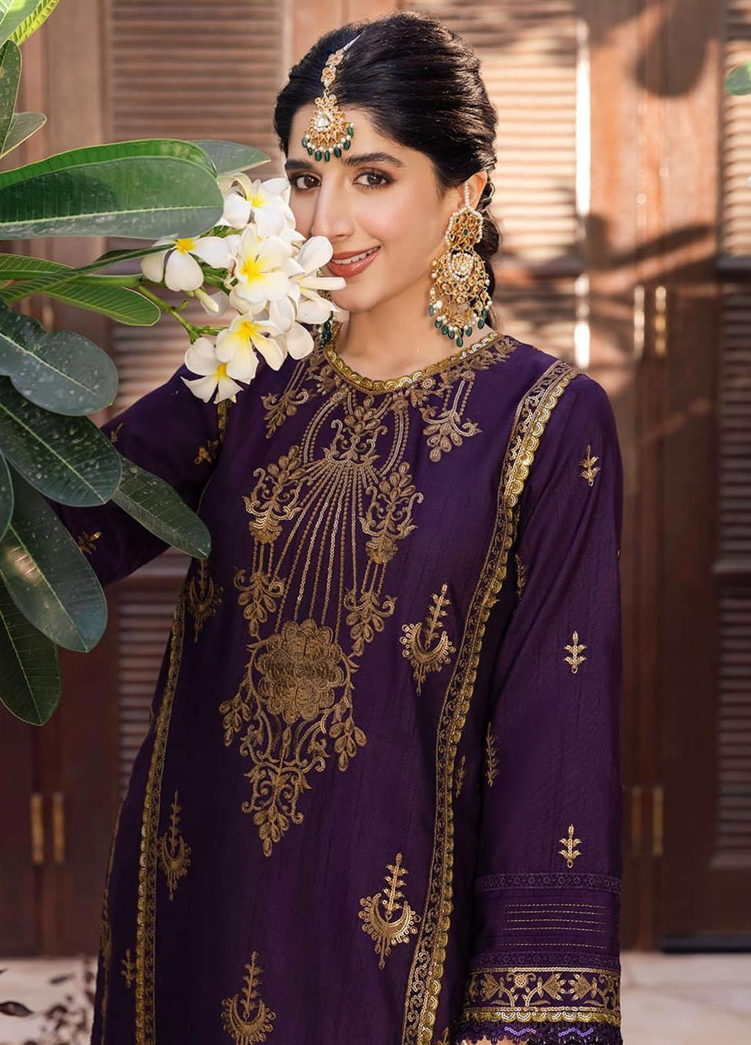 Zari Sitara By Asim Jofa Embroidered Raw Silk  Unstitched Kurties AJ23ZS AJZS-13 - Luxury Eid Collection