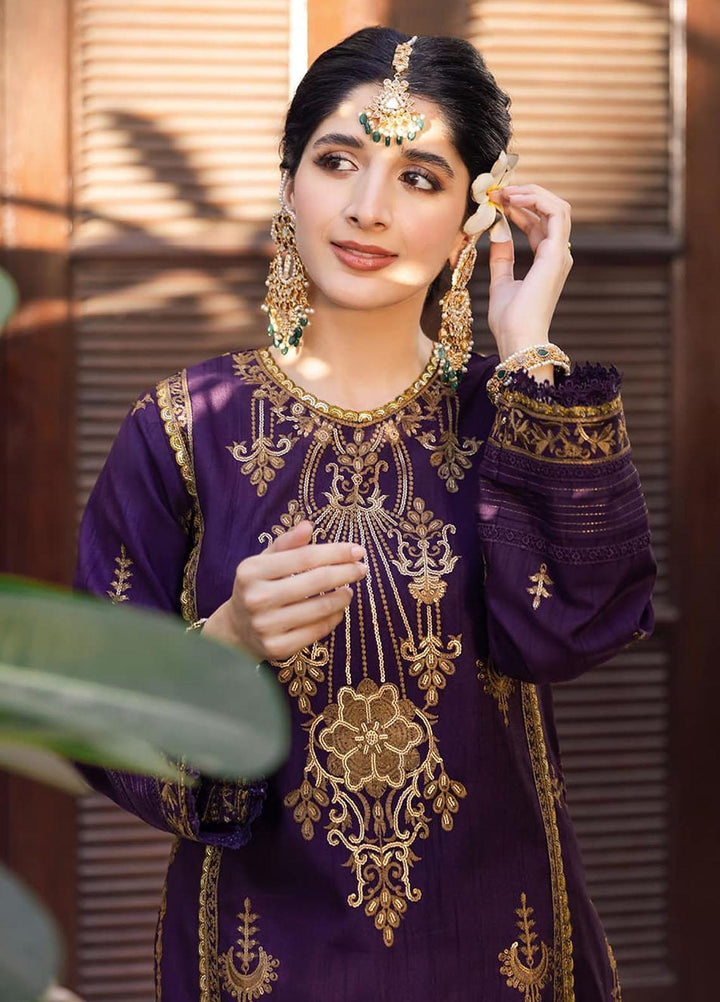 Zari Sitara By Asim Jofa Embroidered Raw Silk  Unstitched Kurties AJ23ZS AJZS-13 - Luxury Eid Collection