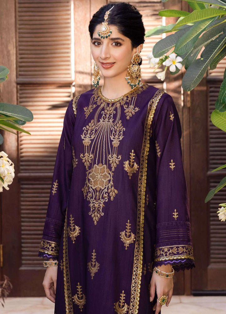 Zari Sitara By Asim Jofa Embroidered Raw Silk  Unstitched Kurties AJ23ZS AJZS-13 - Luxury Eid Collection