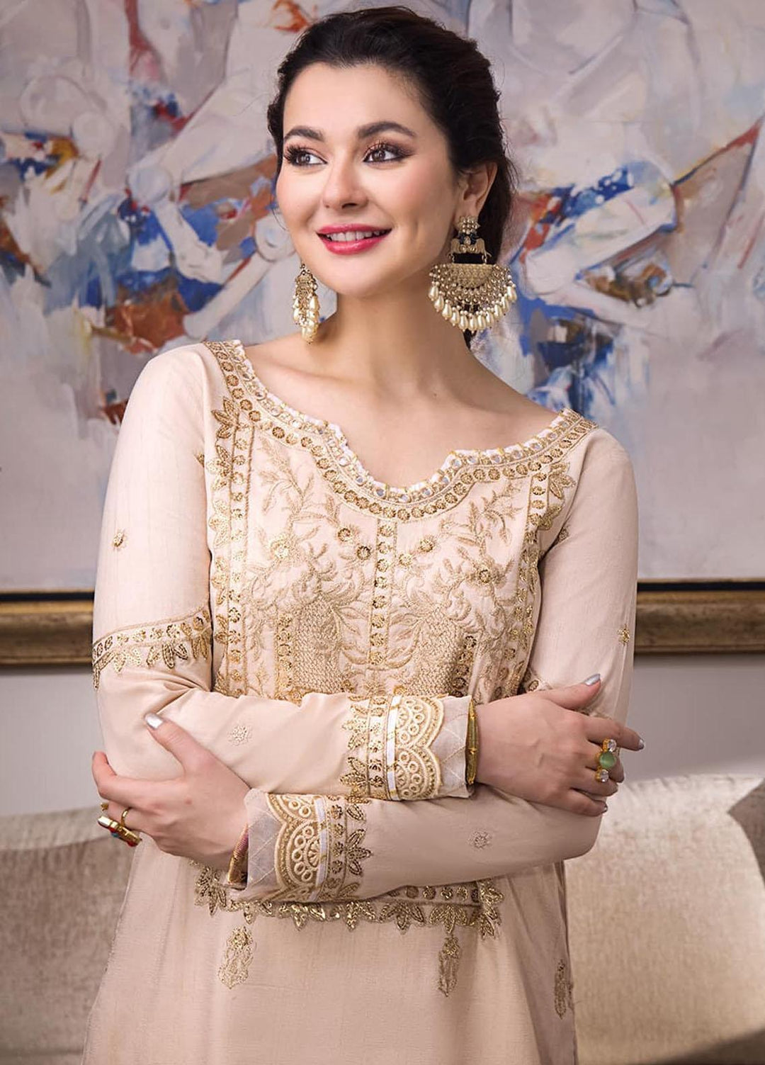 Zari Sitara By Asim Jofa Embroidered Raw Silk  Unstitched Kurties AJ23ZS AJZS-15 - Luxury Eid Collection