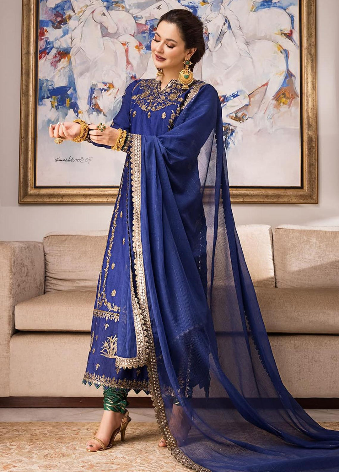 Zari Sitara By Asim Jofa Embroidered Cotton Suits Unstitched 3 Piece AJ23ZS AJZS-18 - Luxury Eid Collection