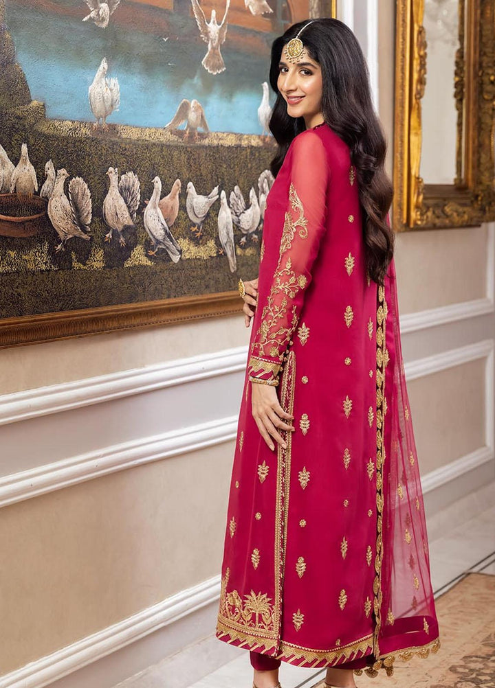 Zari Sitara By Asim Jofa Embroidered Chiffon Suits Unstitched 3 Piece AJ23ZS AJZS-22 - Luxury Eid Collection