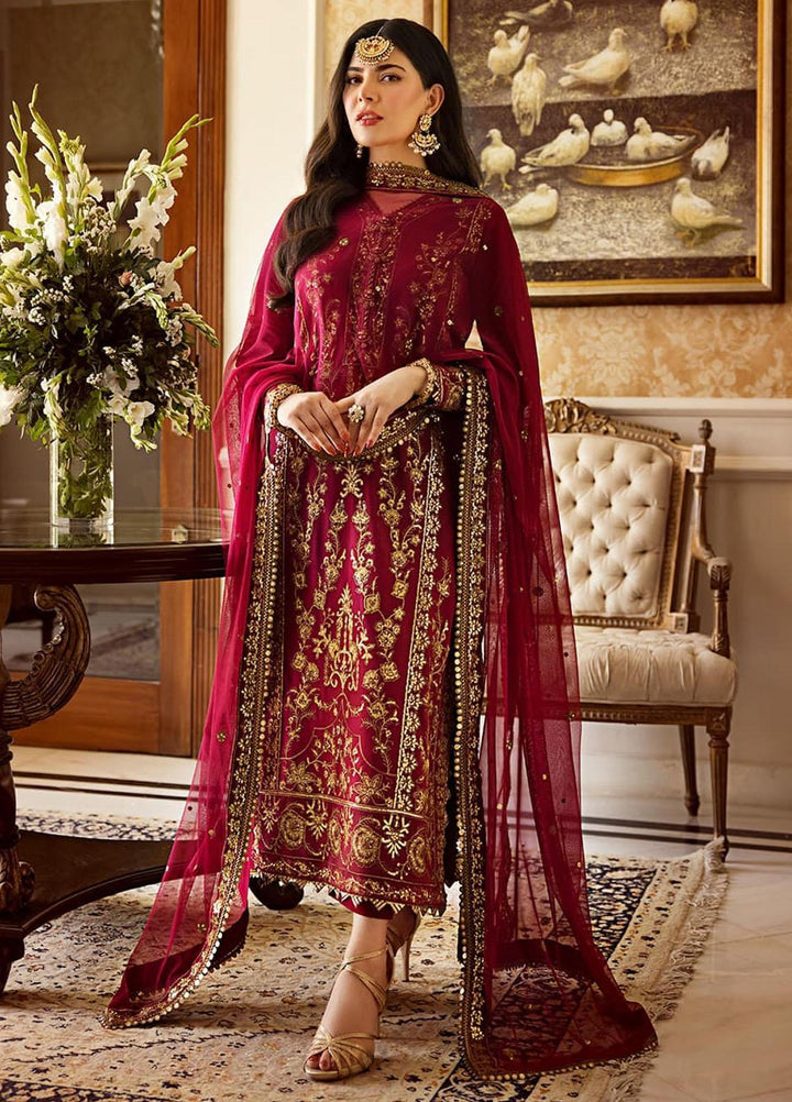 Zari Sitara By Asim Jofa Embroidered Silk Suits Unstitched 3 Piece AJ23ZS AJZS-24 - Luxury Eid Collection