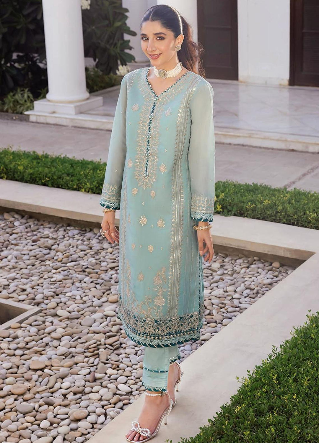 Zari Sitara By Asim Jofa Embroidered Cotton  Unstitched Kurties AJ23ZS AJZS-26 - Luxury Eid Collection