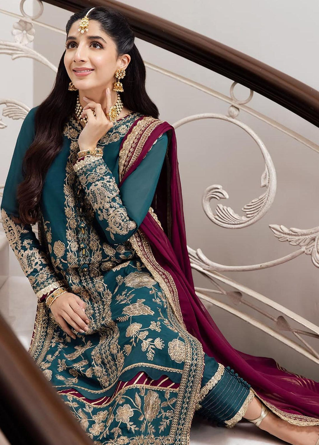 Zari Sitara By Asim Jofa Embroidered Cotton Suits Unstitched 2 Piece AJ23ZS AJZS-27 - Luxury Eid Collection