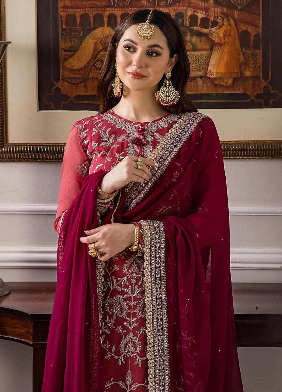 Zari Sitara By Asim Jofa Embroidered Chiffon Suits Unstitched 2 Piece AJ23ZS AJZS-28 - Luxury Eid Collection