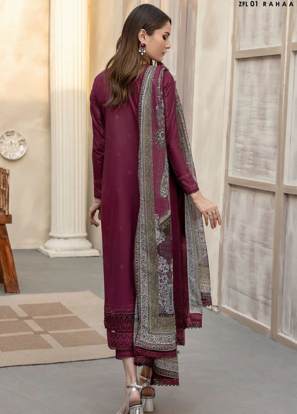 Zarif Chikankari Lawn Unstitched Suit 3 Piece ZF24F ZFL-01 Rahaa - Summer Collection