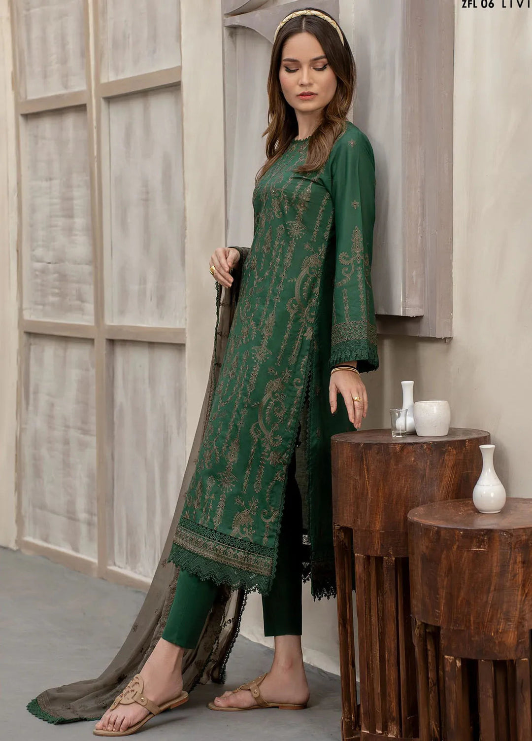 Zarif Chikankari Lawn Unstitched Suit 3 Piece ZF24F ZFL-06 Livia - Summer Collection