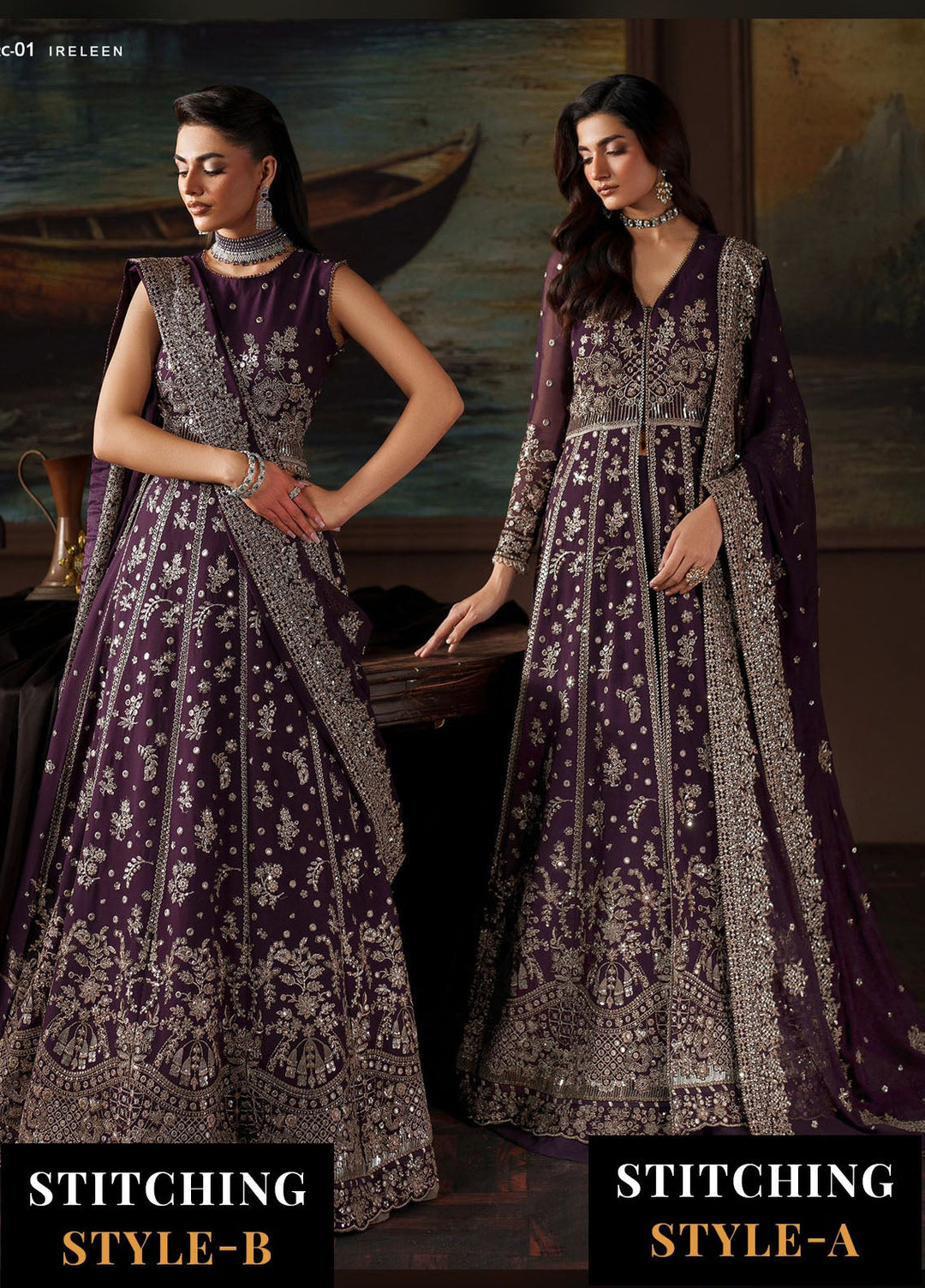 Zarif Embroidered Chiffon Suits Unstitched 3 Piece ZR25UF Prc-01 Ireleen - Formals Collection