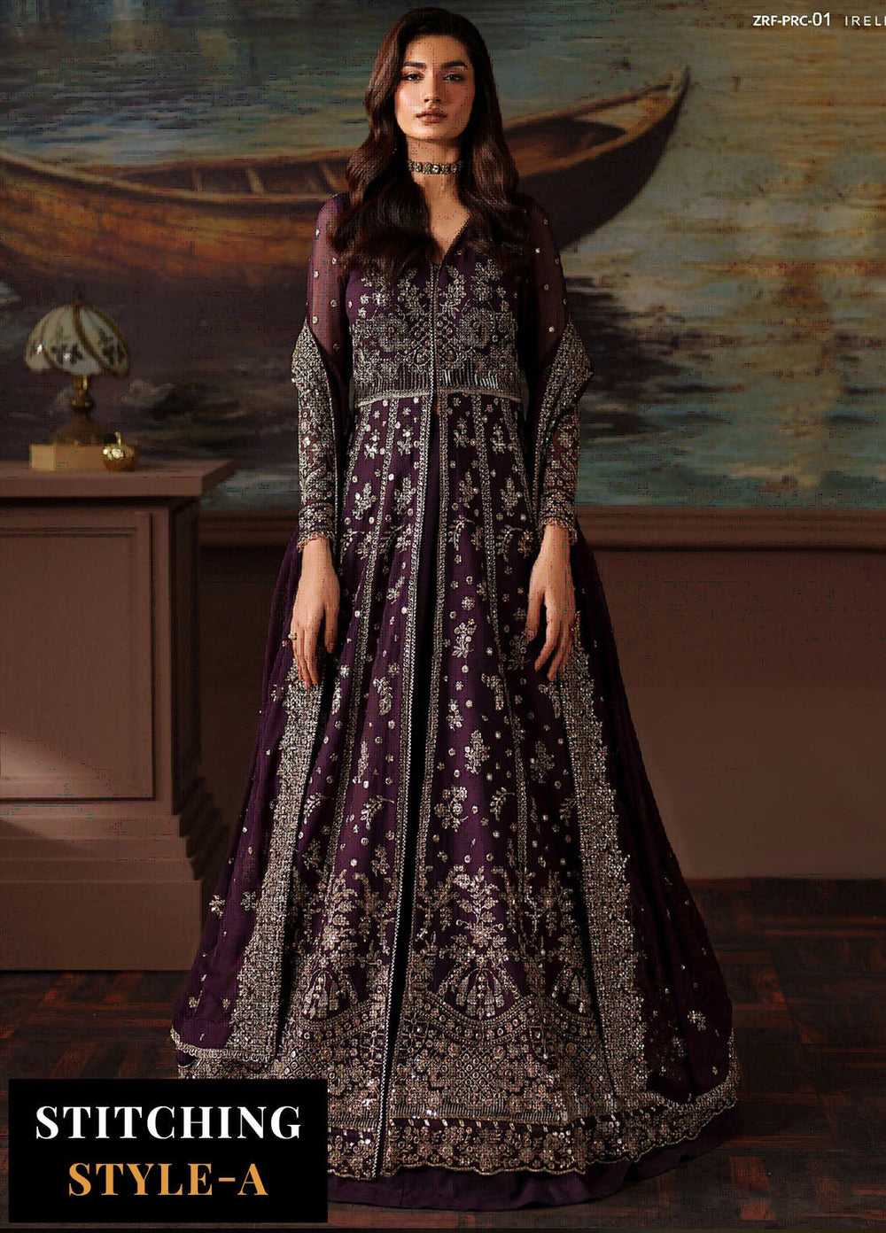 Zarif Embroidered Chiffon Suits Unstitched 3 Piece ZR25UF Prc-01 Ireleen - Formals Collection