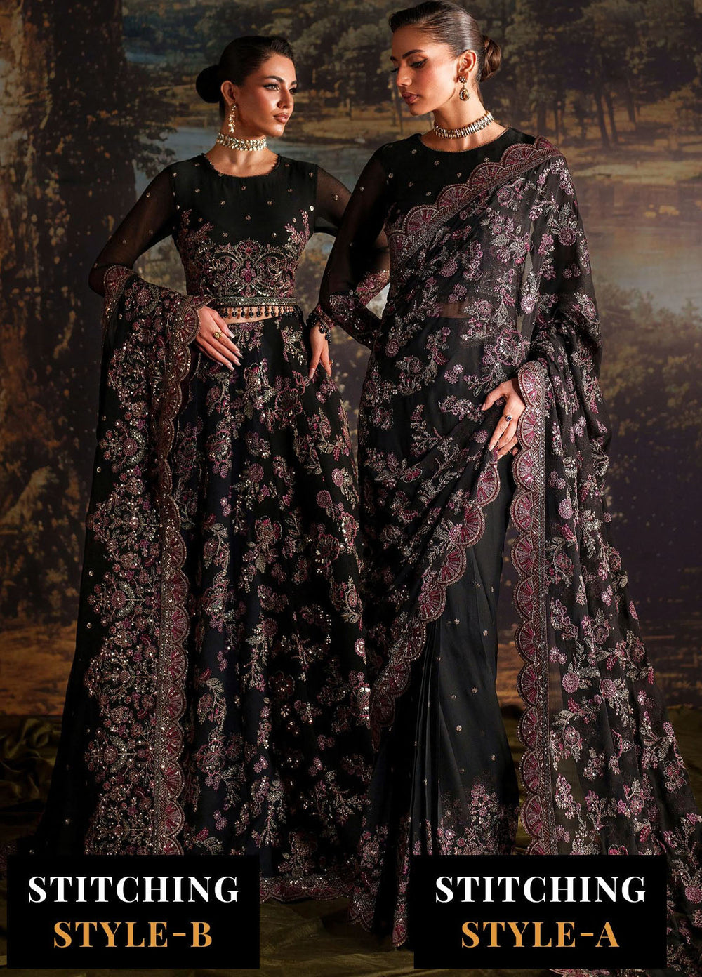 Zarif Embroidered Chiffon Suits Unstitched 3 Piece ZR25UF Prc-04 Victoria - Formals Collection