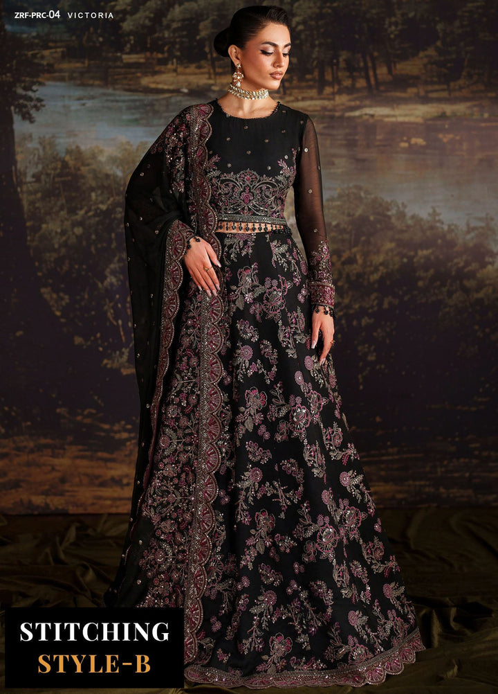 Zarif Embroidered Chiffon Suits Unstitched 3 Piece ZR25UF Prc-04 Victoria - Formals Collection