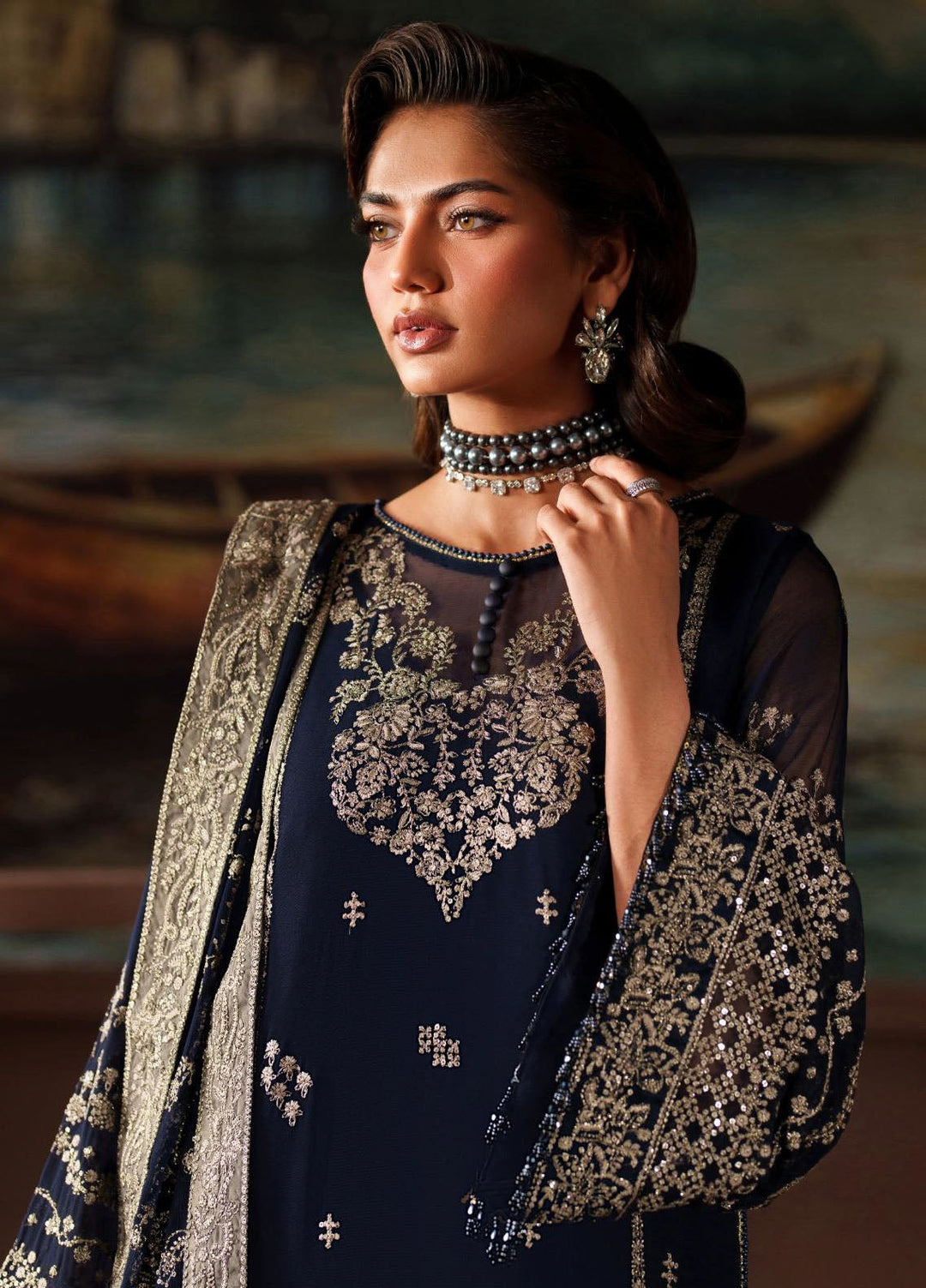 Zarif Embroidered Chiffon Suits Unstitched 3 Piece ZR25UF Prc-06 Felicia - Formals Collection