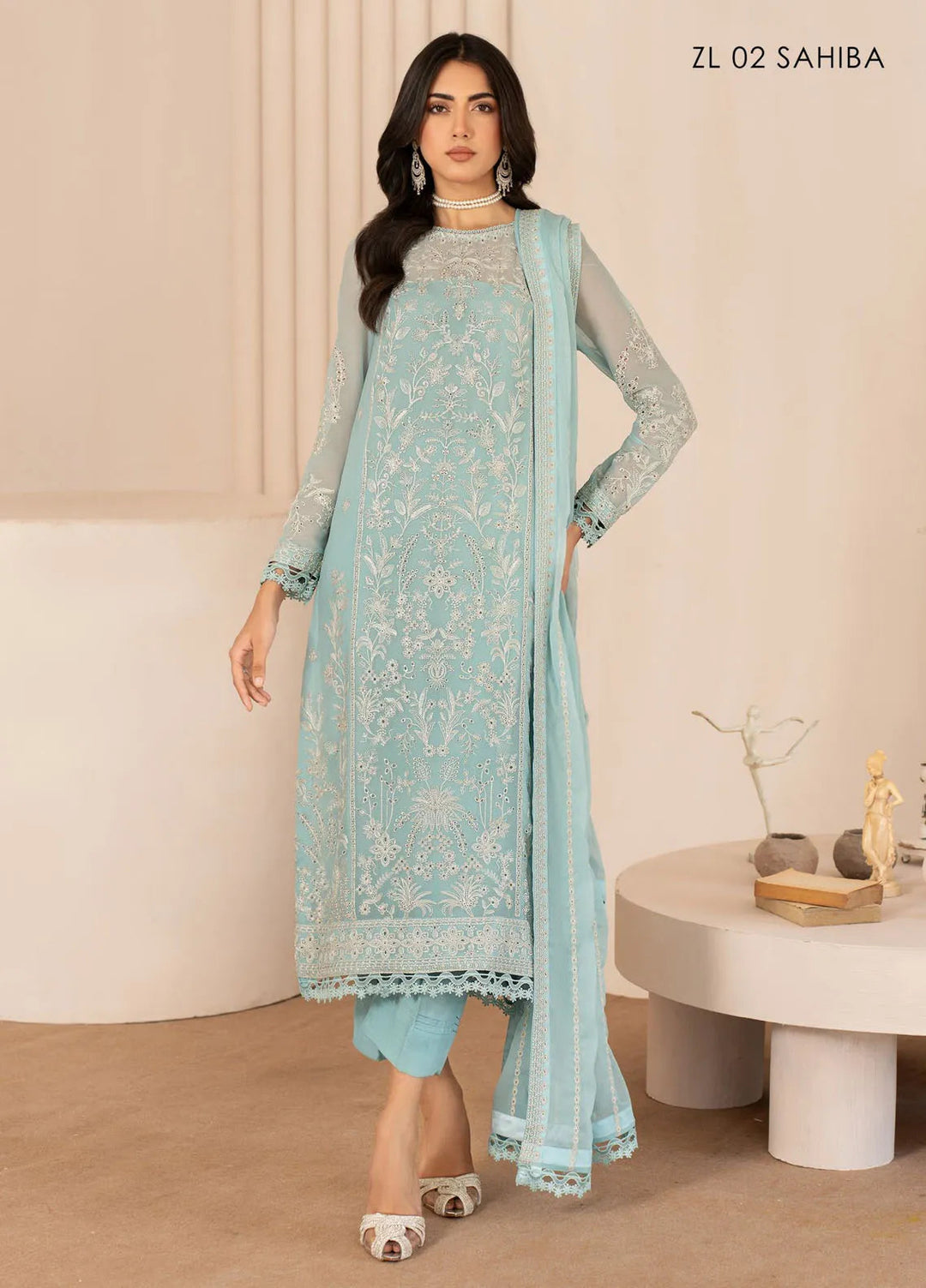 Zarif Embroidered Chiffon Suits Unstitched 3 Piece ZR25UF ZL 02 Sahiba - Formal Collection