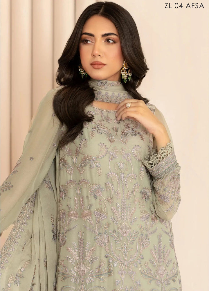 Zarif Embroidered Chiffon Suits Unstitched 3 Piece ZR25UF ZL 04 Afsa - Formal Collection