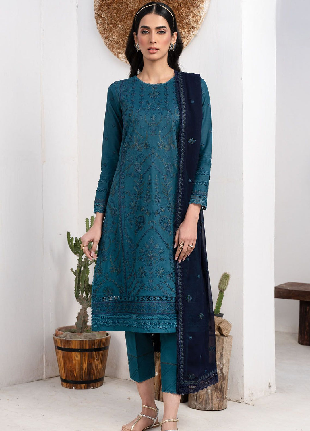 Zarif Embroidered Lawn Suit Unstitched 3 Piece ZF24E ZL 07 Marina - Eid Collection