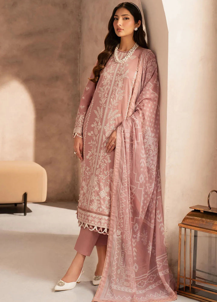 Zarif Embroidered Lawn Suit Unstitched 3 Piece ZF25LC D-07 Aneema - Summer Collection