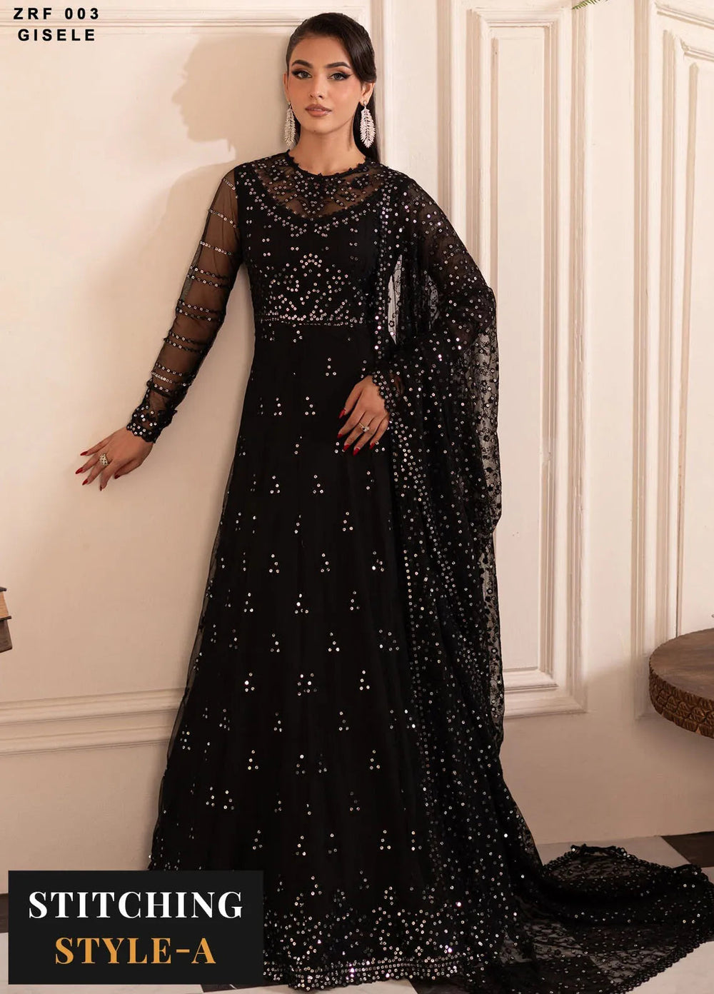Zarif Embroidered Net Suit Unstitched 3 Piece ZR25UF ZRF-003 Gisele - Formal Collection