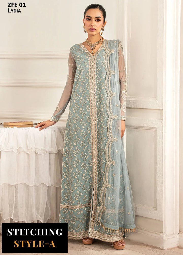 Zarif Embroidered Net Suit Unstitched 3 Piece ZR25UF ZFE-01 Lydia - Formals Collection