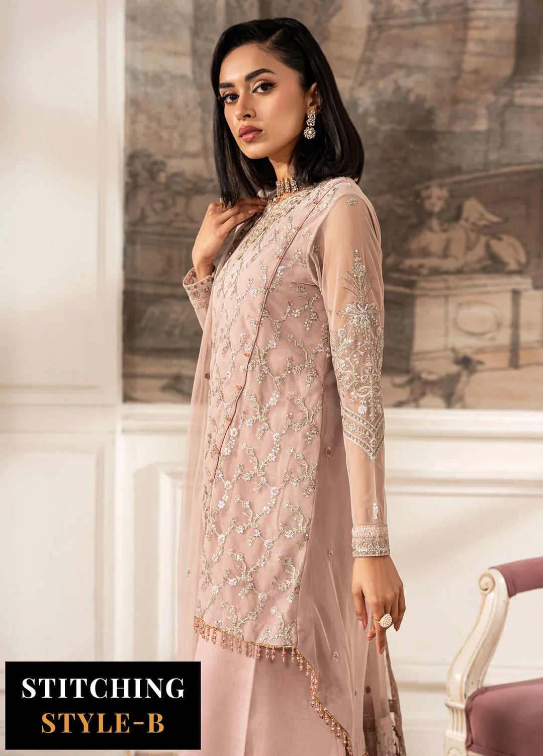 Zarif Embroidered Net Suit Unstitched 3 Piece ZR25UF ZFE-03 Vivian - Formals Collection