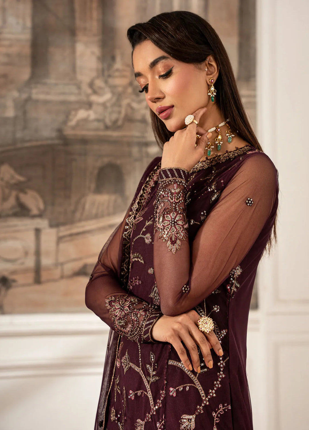 Zarif Embroidered Net Suit Unstitched 3 Piece ZR25UF ZFE-06 Danlia - Formals Collection