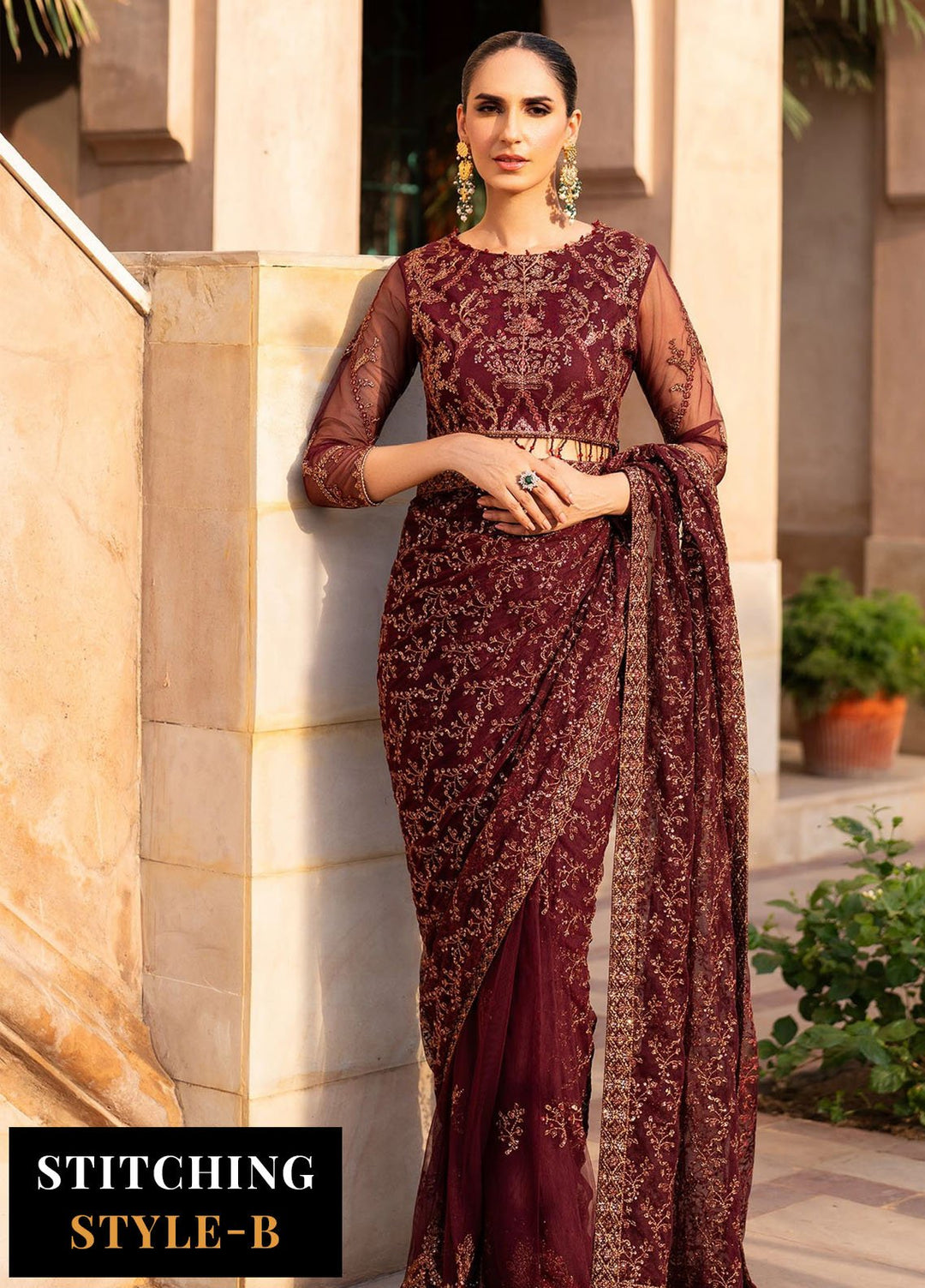 Zarif Embroidered Net Suits Unstitched 3 Piece ZR25UF SBA-01 Elif - Formals Collection