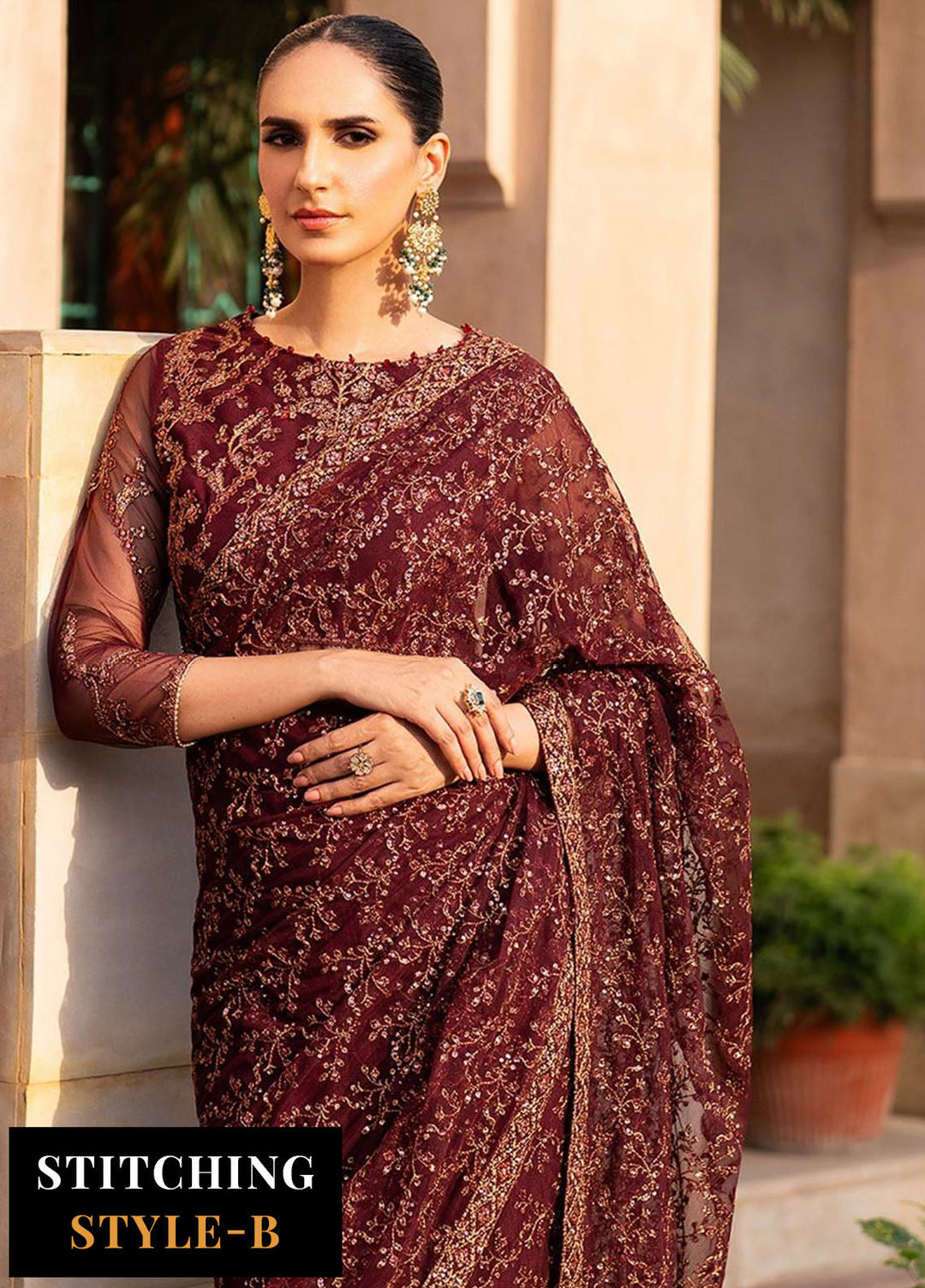 Zarif Embroidered Net Suits Unstitched 3 Piece ZR25UF SBA-01 Elif - Formals Collection